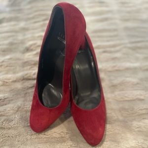 Stuart Weitzman Red Semi-Block Heels 7 1/2